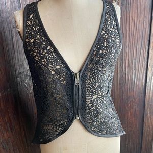 illia Perforated Napa Leather Front/Solid Napa Back Zip Vest